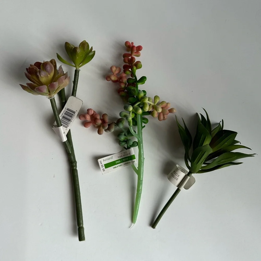 NWT Artificial Succulent Arrangement - Green and Brown set of succulents